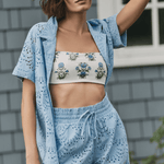 Hermoza Cover Up Jenna Short Cover-up in Powder Blue Eyelet