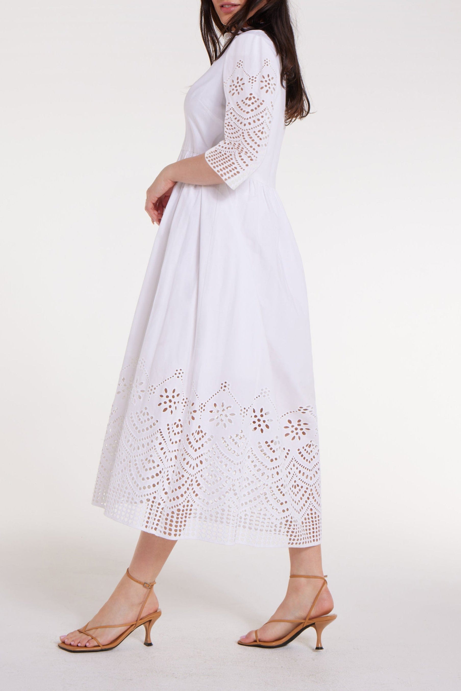 Francesca Dress in White Eyelet White / M