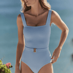 Hermoza Swimwear Belted Marisa One-piece Swimsuit in Powder Blue