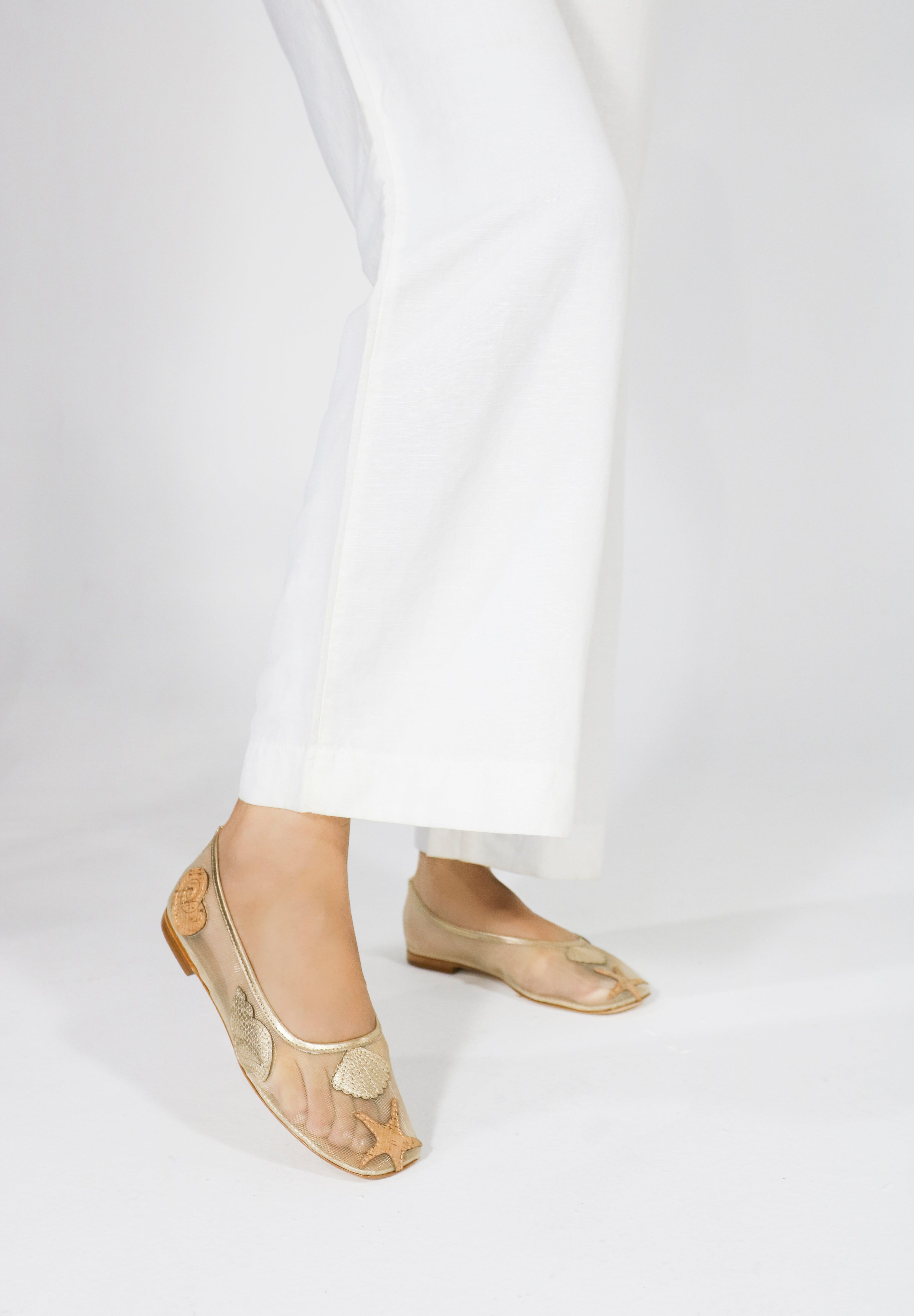 House of Zalo Footwear Sylvie Shell Ballet Gold