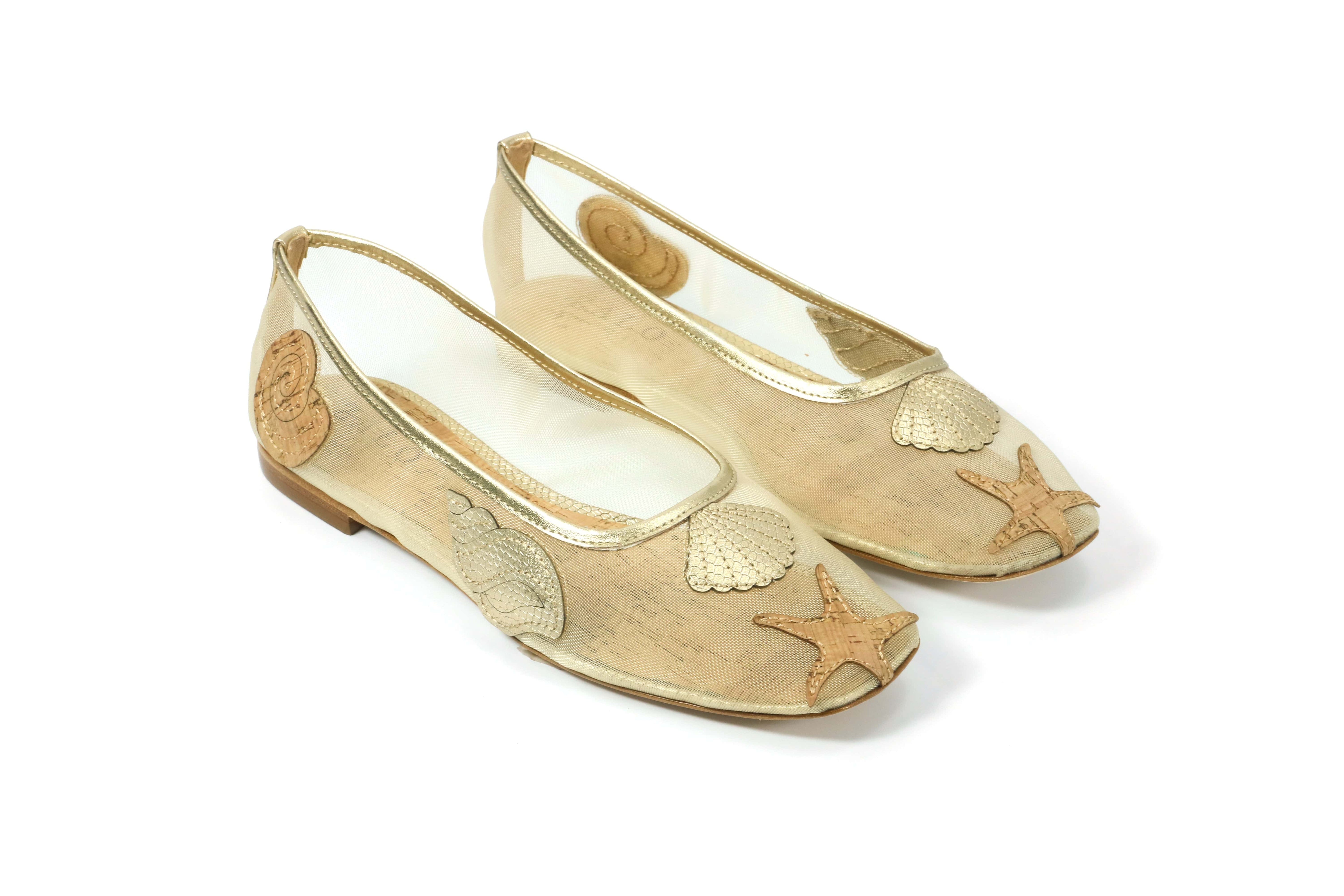 House of Zalo Footwear Sylvie Shell Ballet Gold