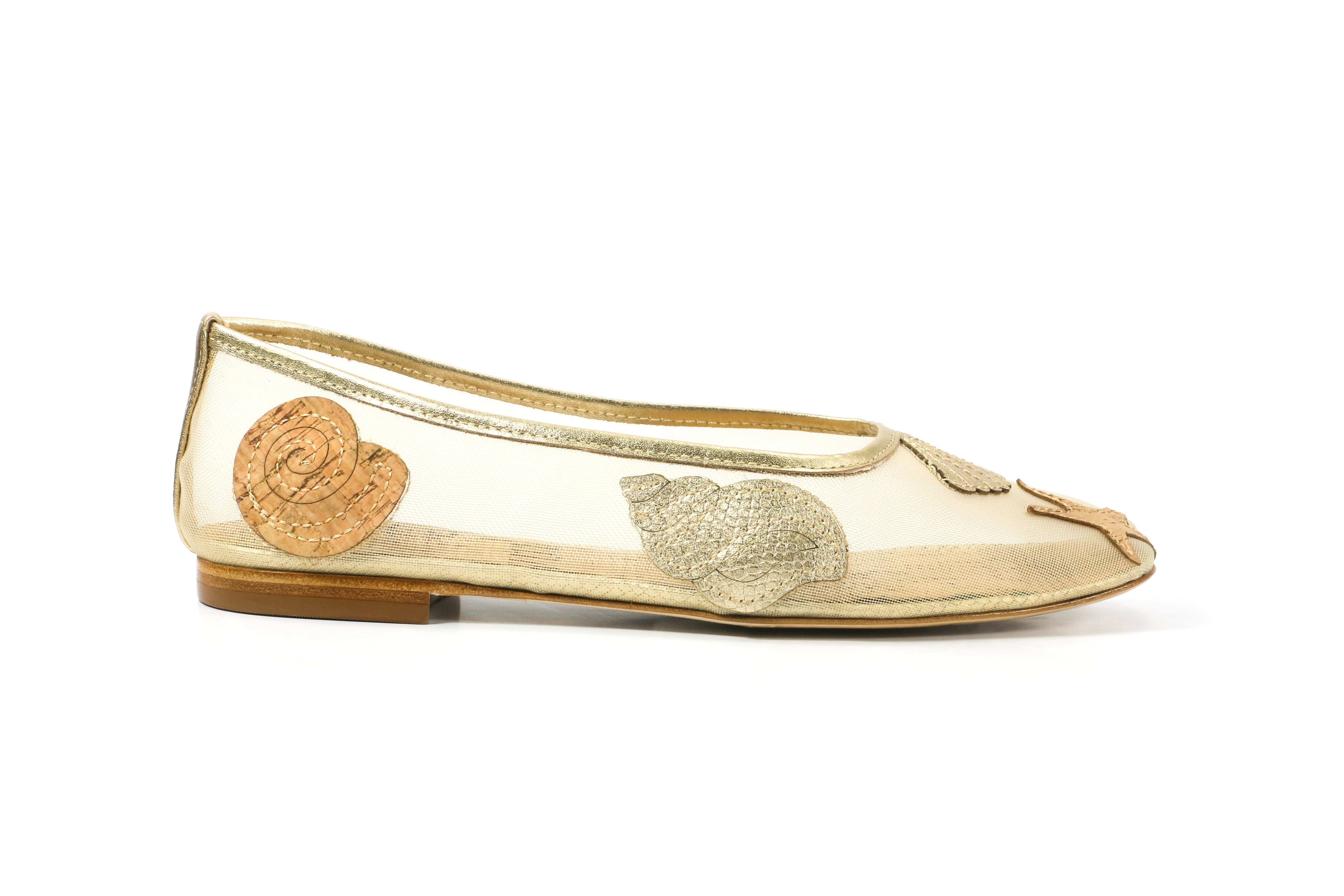 House of Zalo Footwear Sylvie Shell Ballet Gold