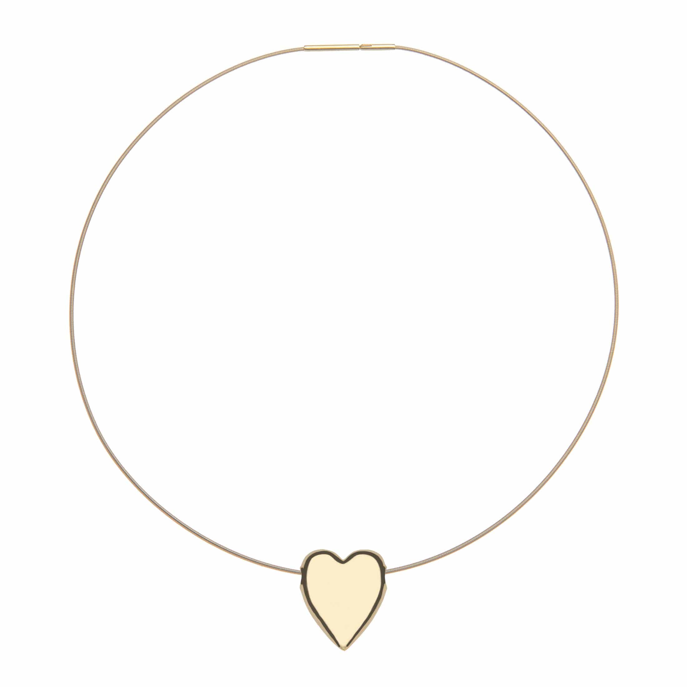 Jane Win Jane Win Necklace 16" Gold Plated Omega Wire Love Tender Heart Love Pendant