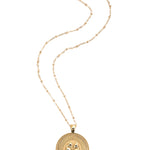 Jane Win Jane Win Necklace 16-18" Beaded Satellite Chain Lucky JW Original Pendant Coin