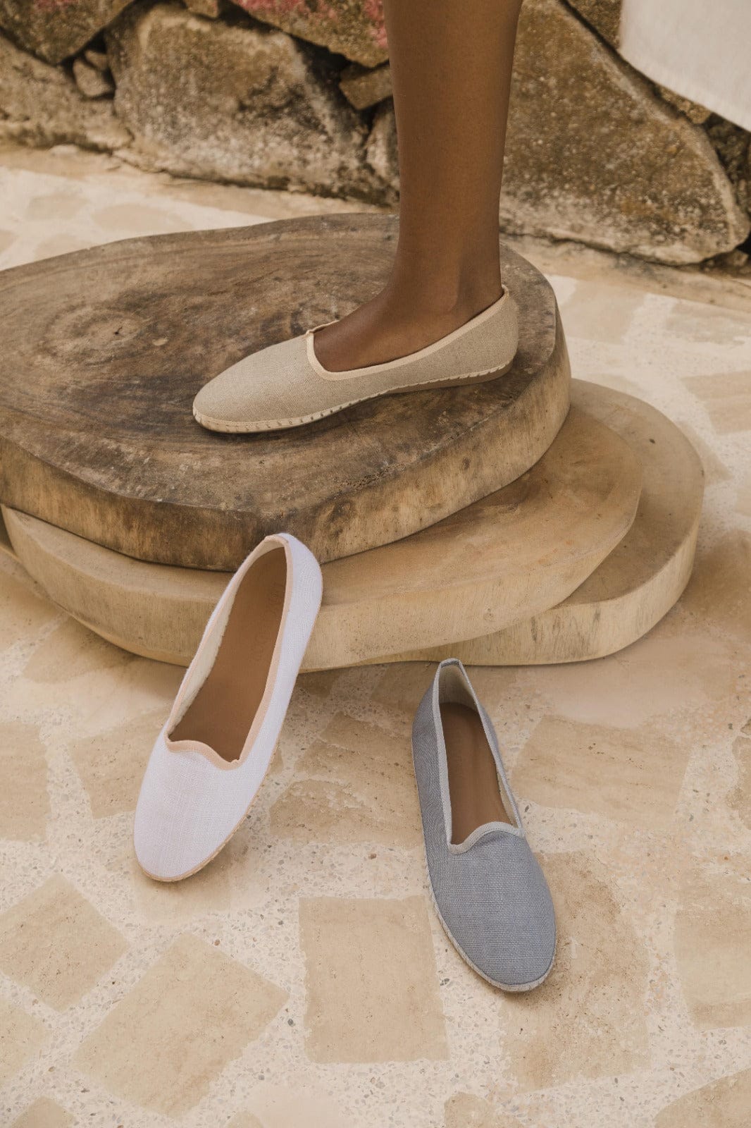 Le Mogador Footwear Eva | Linen White - Pink