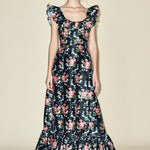 Louise New York Camille Dress in Black Floral Brocade