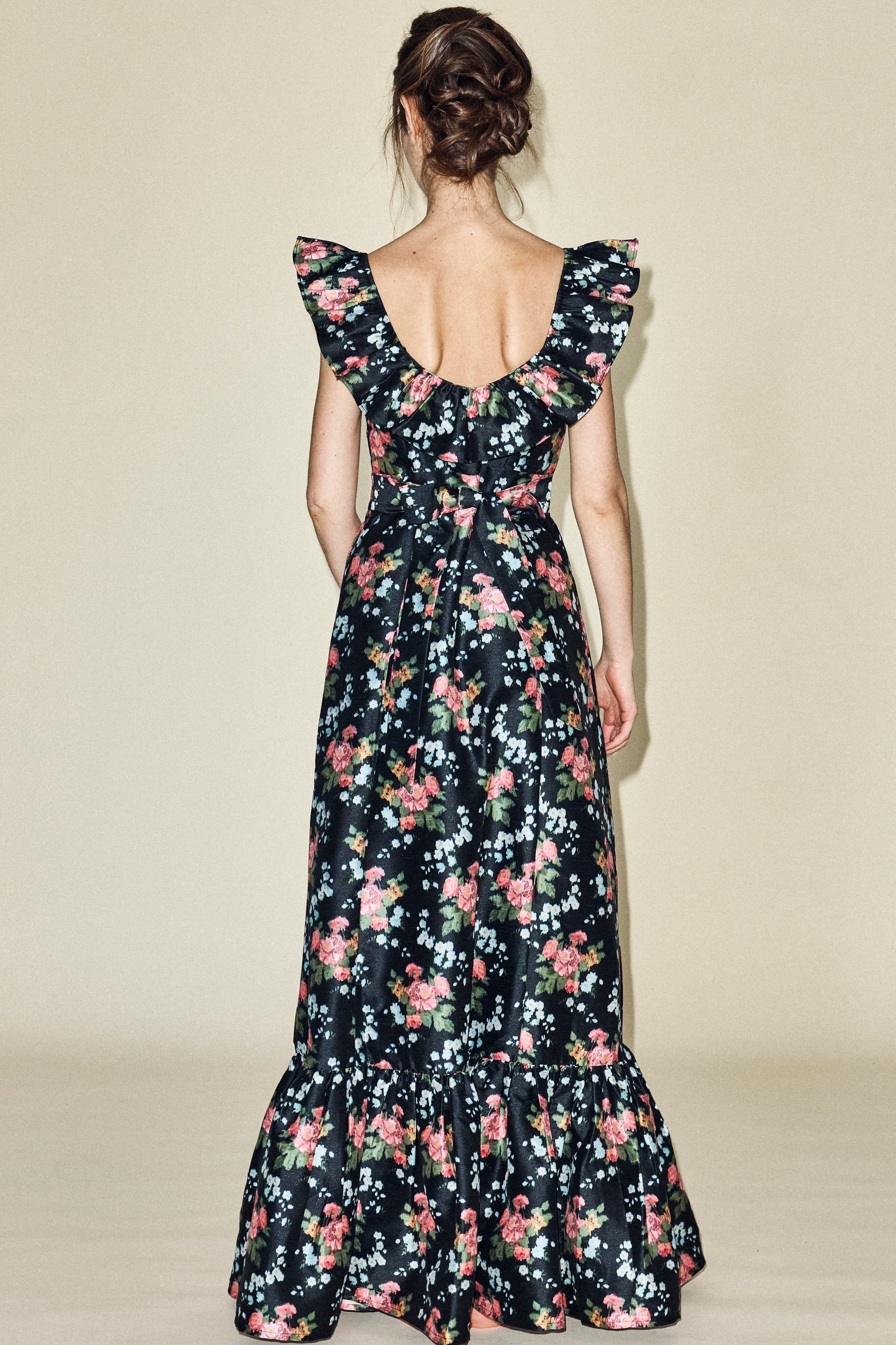 Louise New York Camille Dress in Black Floral Brocade