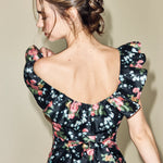 Louise New York Camille Dress in Black Floral Brocade