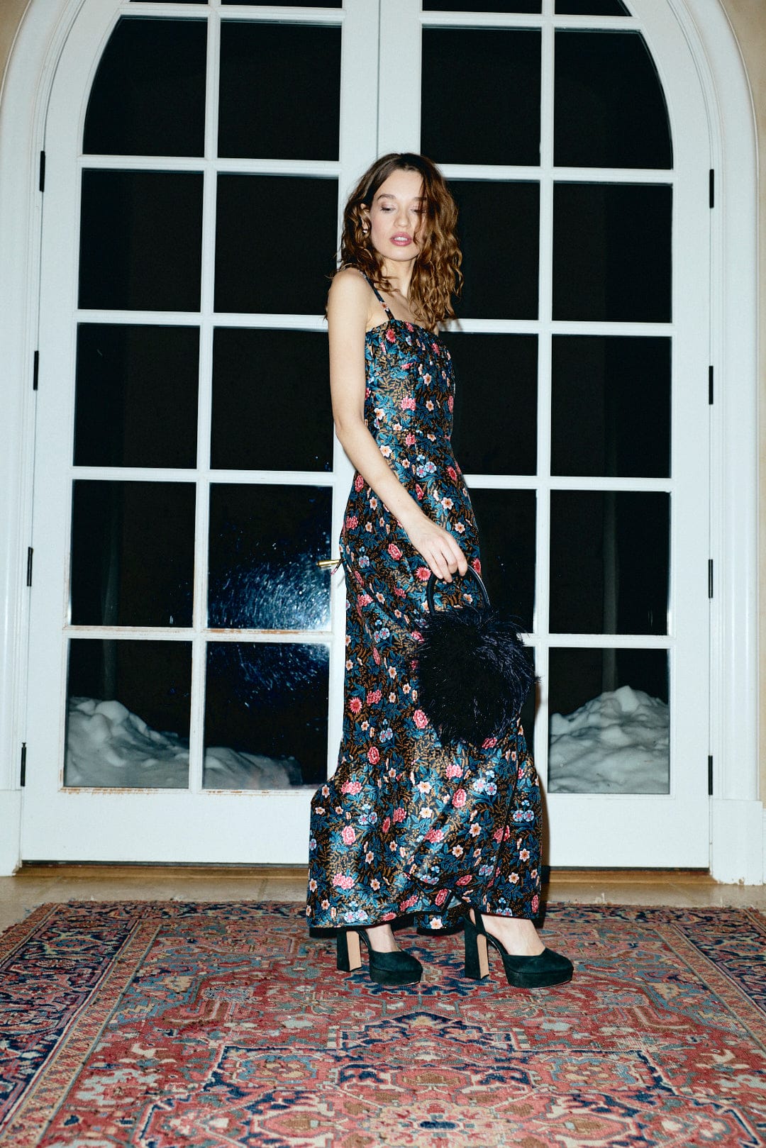 Louise New York Dress Pre-Order - Sabrina Gown in Noir Floral