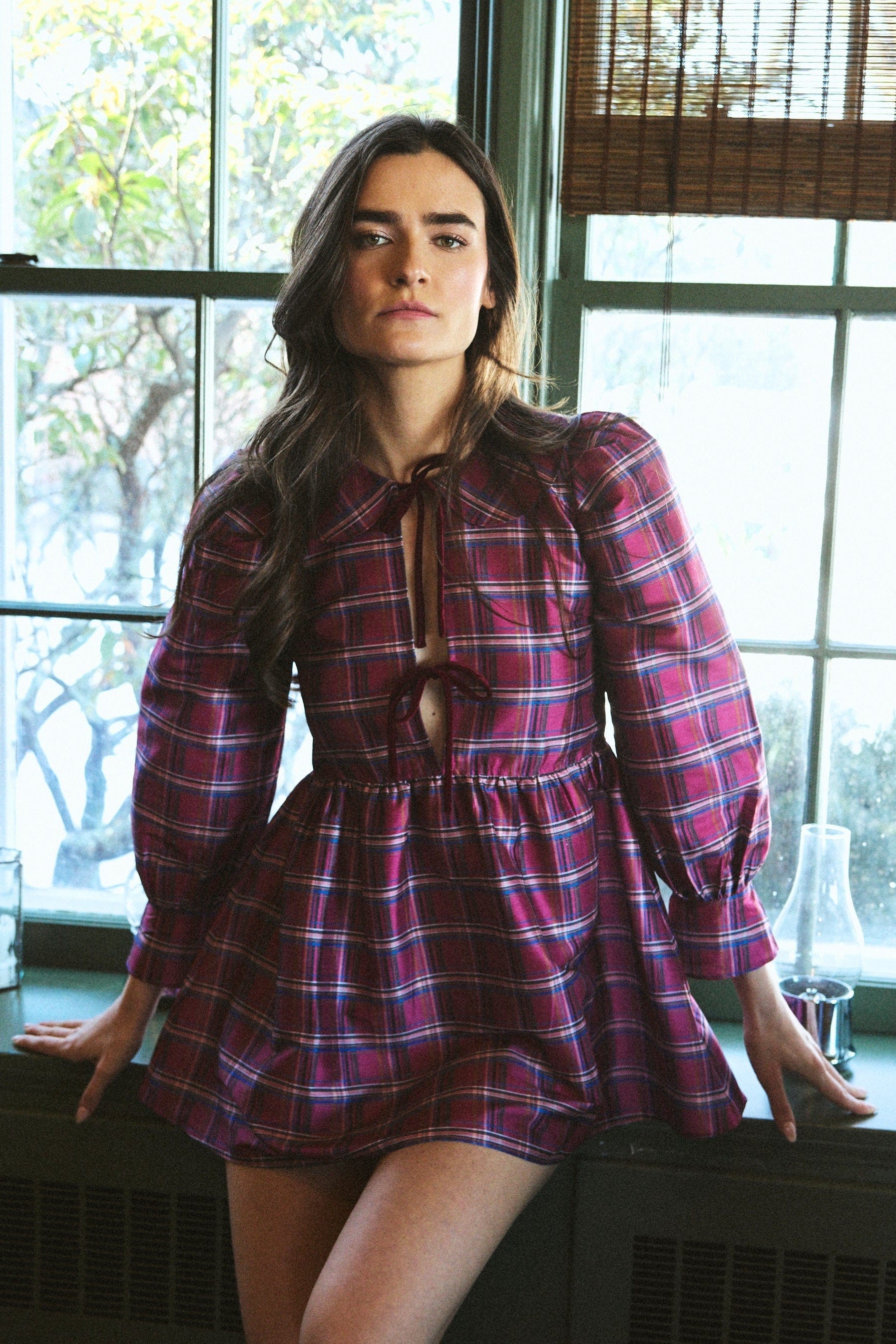 Louise New York Gussie Dress in Berry Tartan