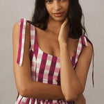 Louise New York Marie Dress in Wine Gingham