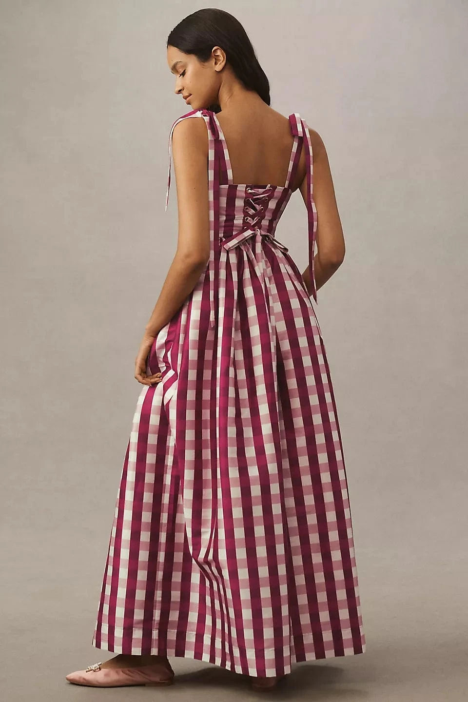 Louise New York Marie Dress in Wine Gingham
