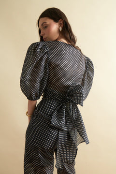 Louise New York Scarlett Wrap Top in Polka Dot