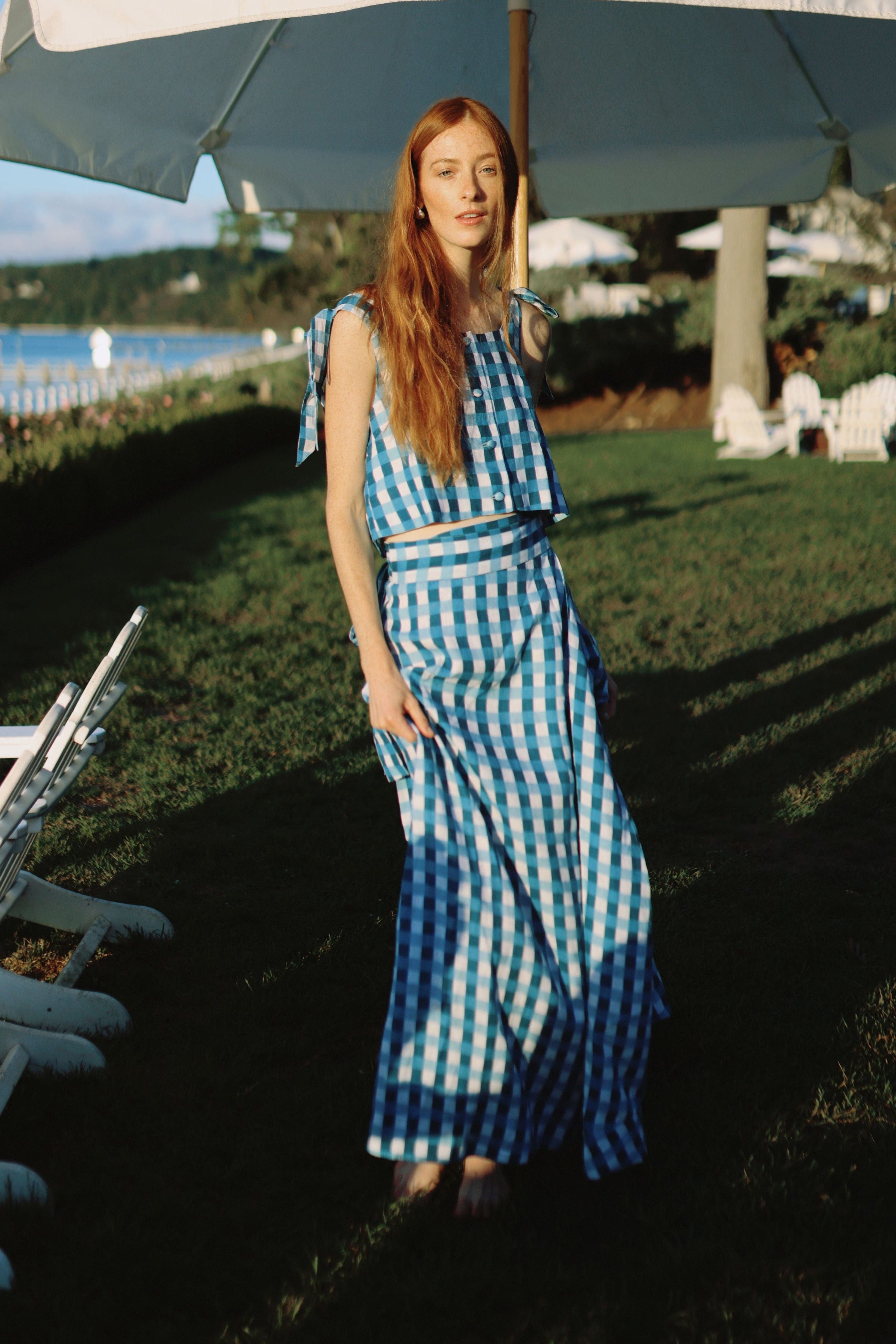 Louise New York Skirts Helena Midi Wrap Skirt in Cape Gingham