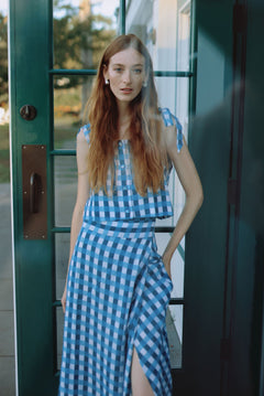 Louise New York Skirts Helena Midi Wrap Skirt in Cape Gingham