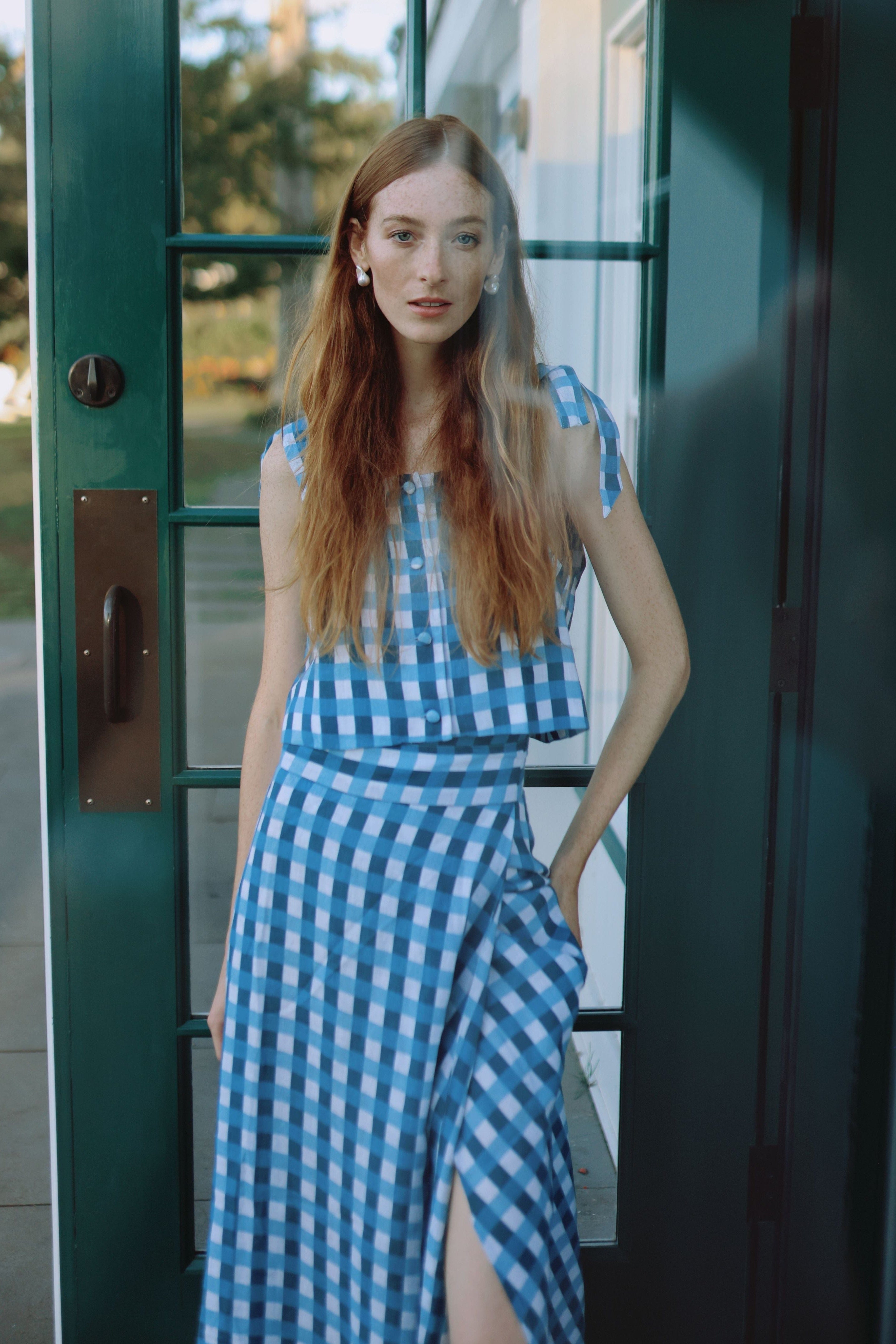 Louise New York Skirts Helena Midi Wrap Skirt in Cape Gingham