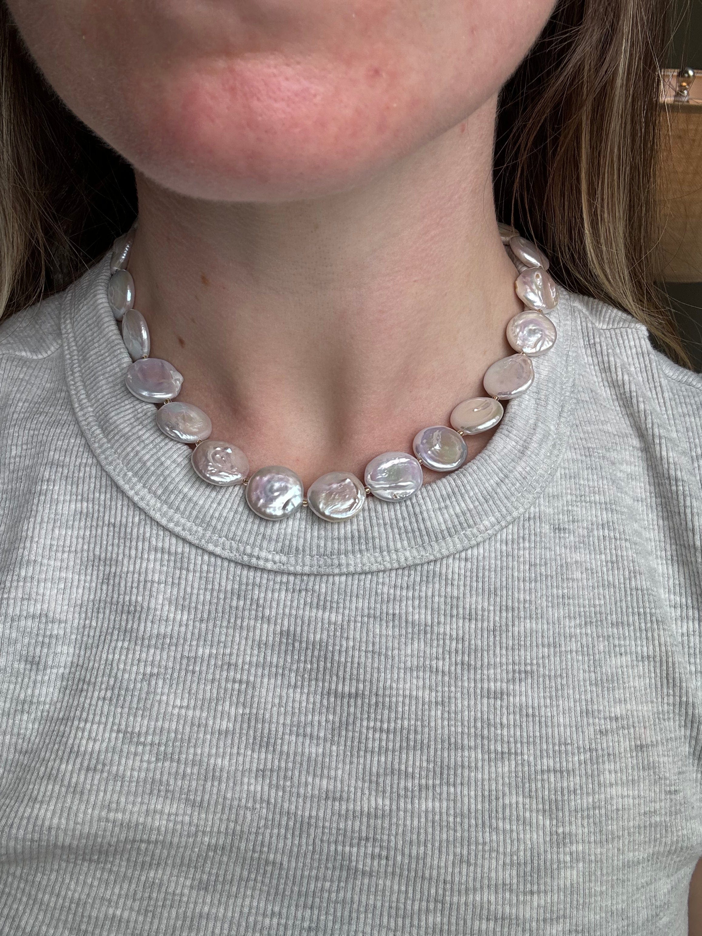 LouLu Necklaces Comporta Pearl Coin Choker Necklace