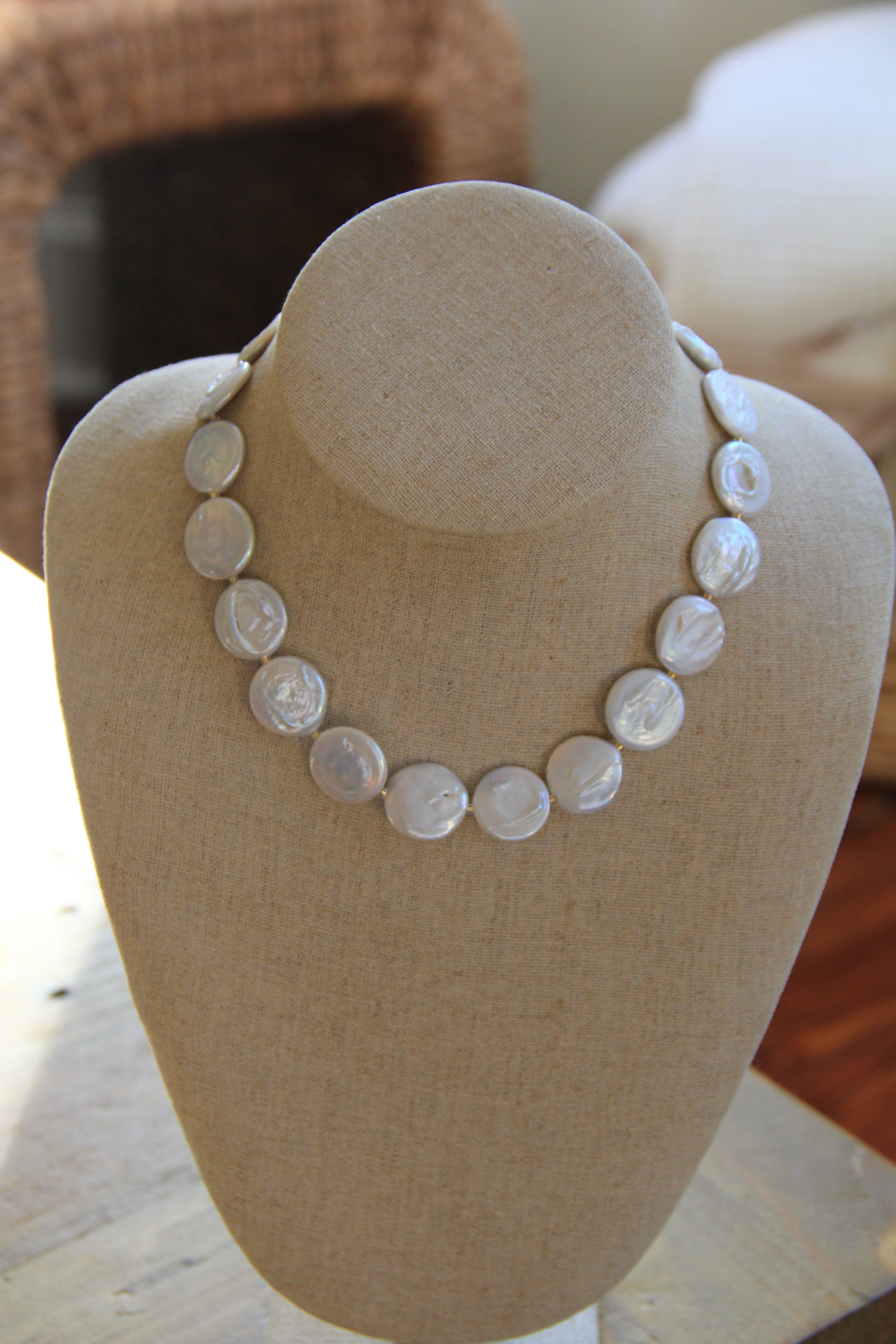 LouLu Necklaces Comporta Pearl Coin Choker Necklace