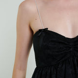 Stewart Mini Bow Dress in Black with Cream Stripe Bow