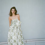 Madeline Marie Dress Bow Gown in Emerald Brocade