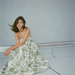 Madeline Marie Dress Bow Gown in Emerald Brocade