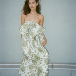 Madeline Marie Dress Bow Gown in Emerald Brocade