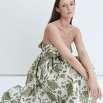 Madeline Marie Dress Bow Gown in Emerald Brocade