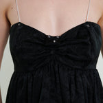 Madeline Marie Dress Stewart Mini Bow Dress in Black with Cream Stripe Bow