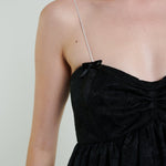 Madeline Marie Dress Stewart Mini Bow Dress in Black with Cream Stripe Bow