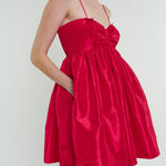 Madeline Marie Dress Stewart Mini Bow Dress in Cherry Red