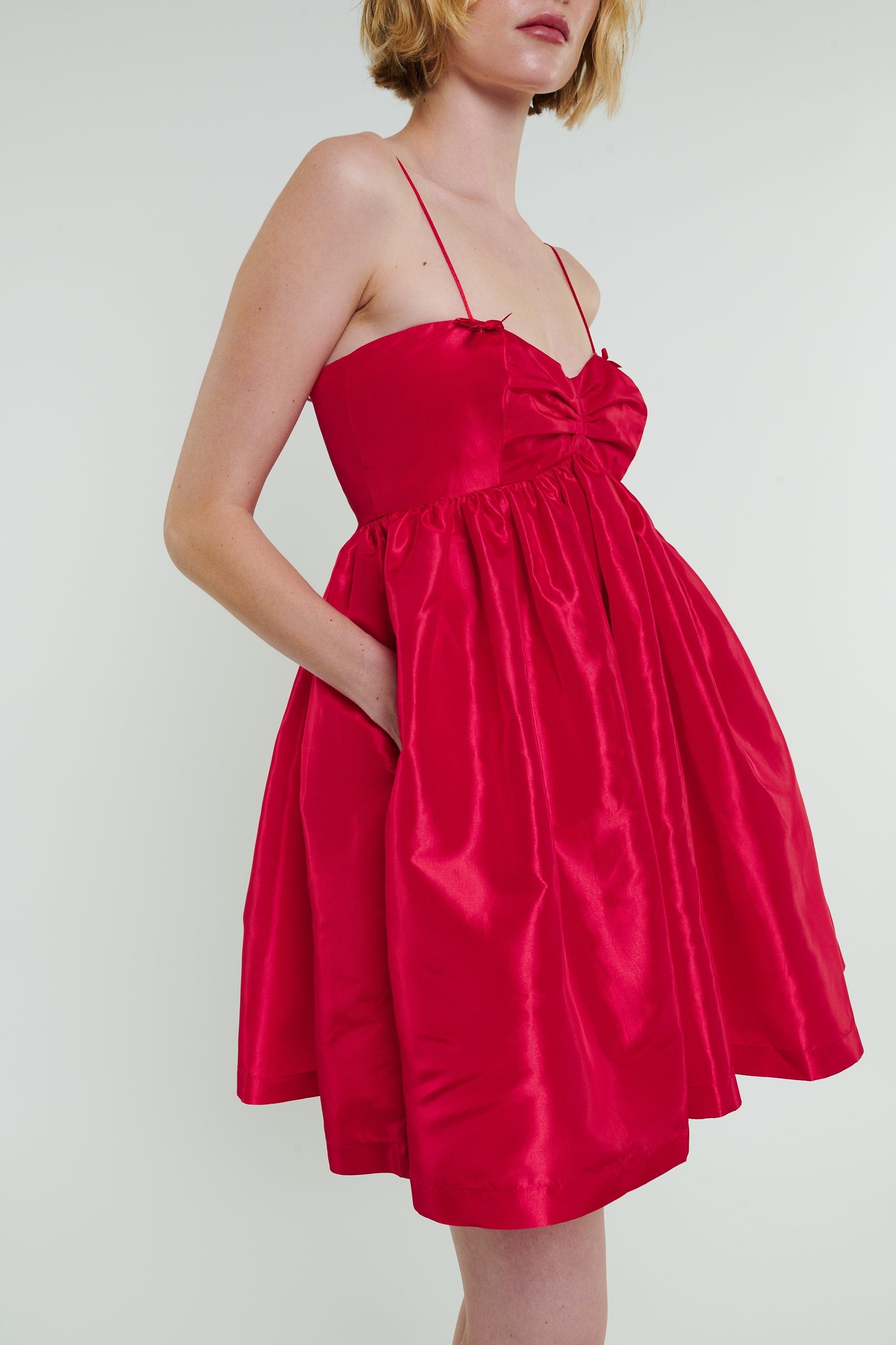 Madeline Marie Dress Stewart Mini Bow Dress in Cherry Red