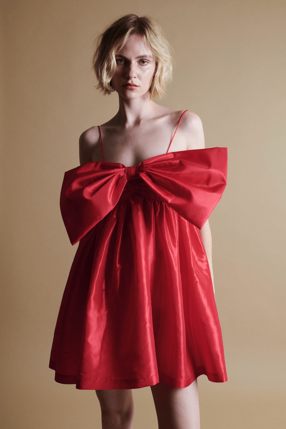 mini cherry red dress Invite Only Ruched Twisted Bust Mini Dress Cherry