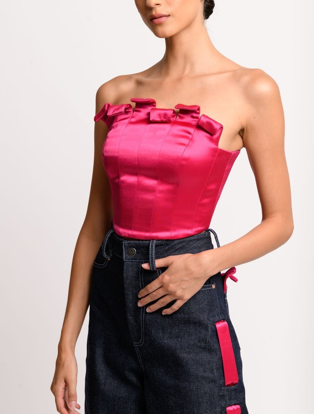 Maiale Tops Nastrino Corset