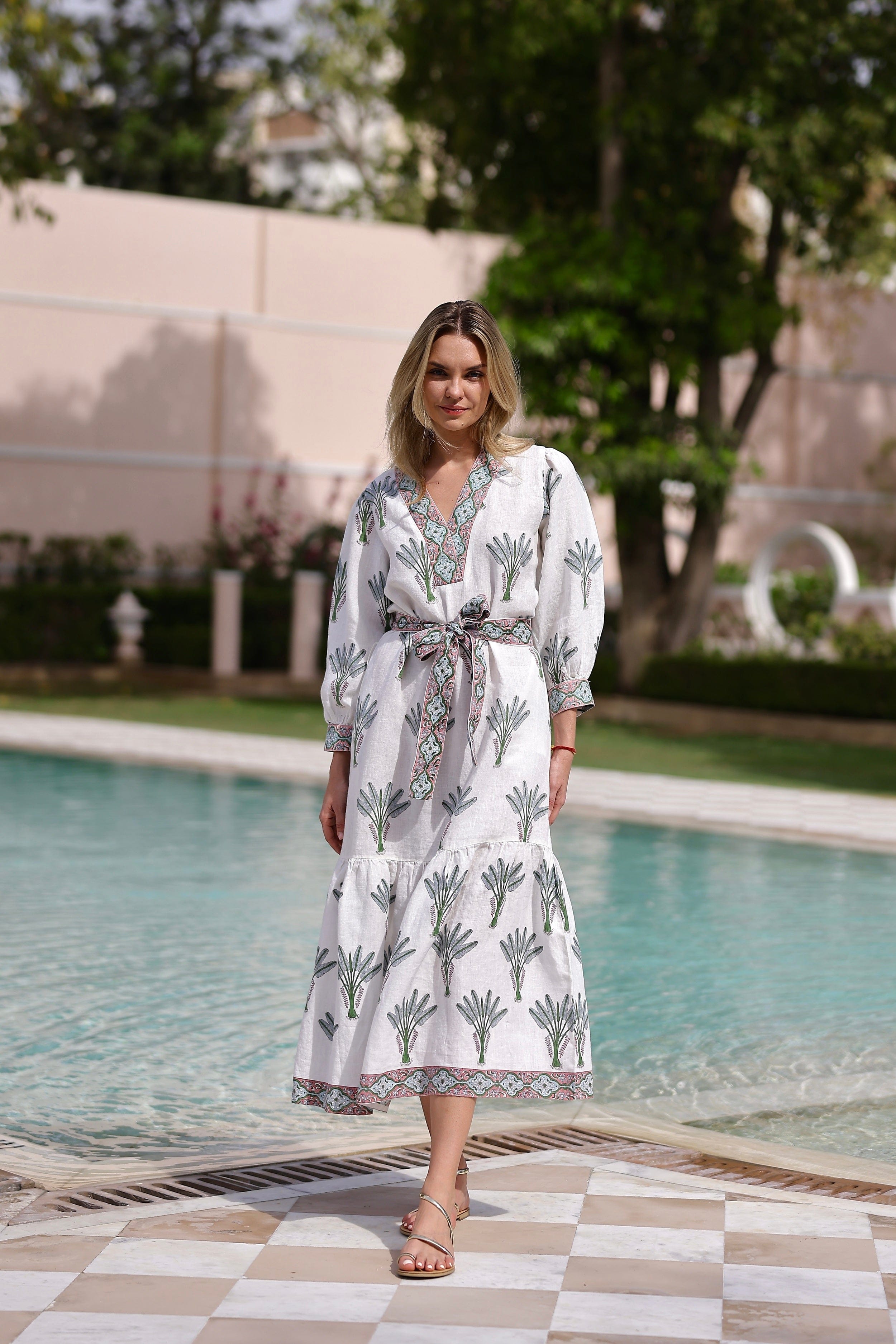 Maison Marigold Dress XS / Blue Palm Capri Maxi Dress
