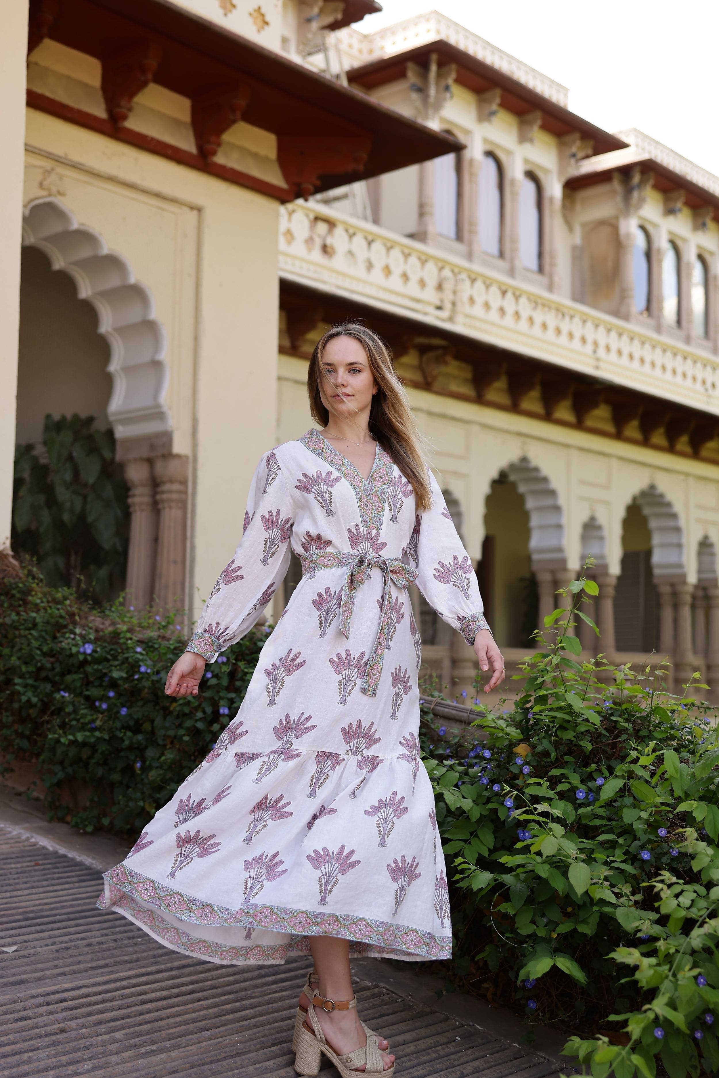 Maison Marigold Dress L / Pink Palm Capri Maxi Dress