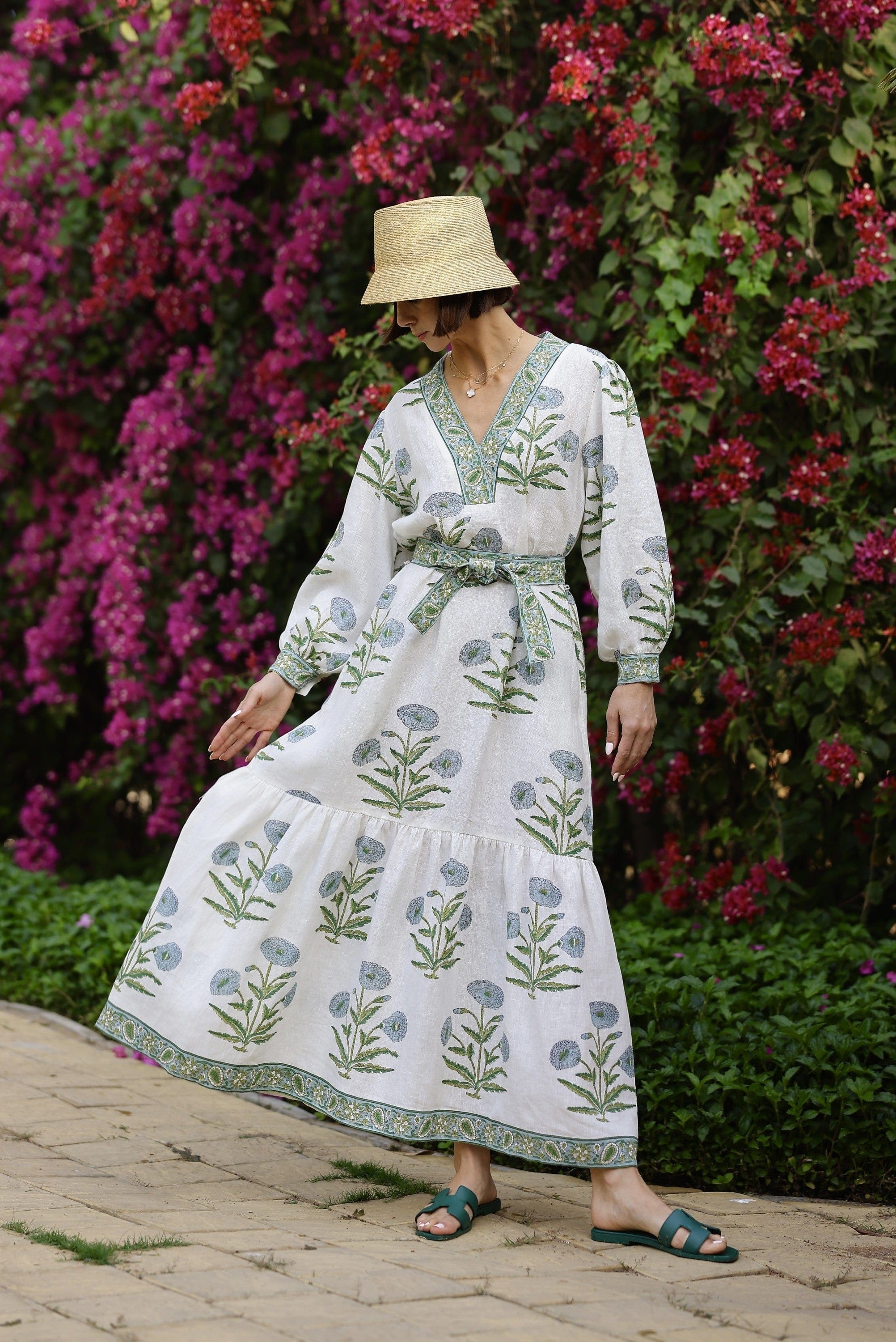 Maison Marigold Dress XS / Blue Flower Capri Maxi Dress