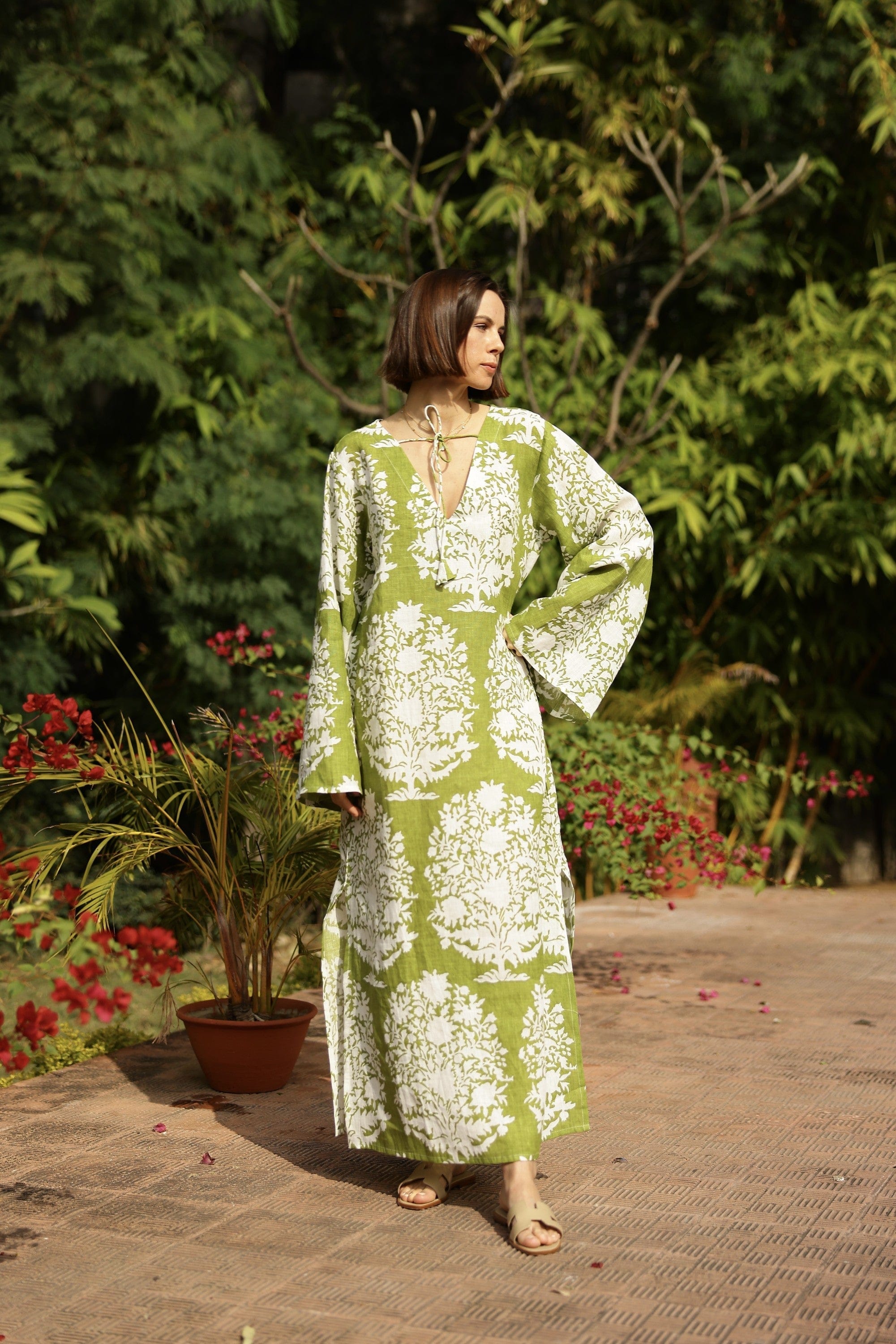 Maison Marigold Dress XS / Green Bouquet Doha Kaftan