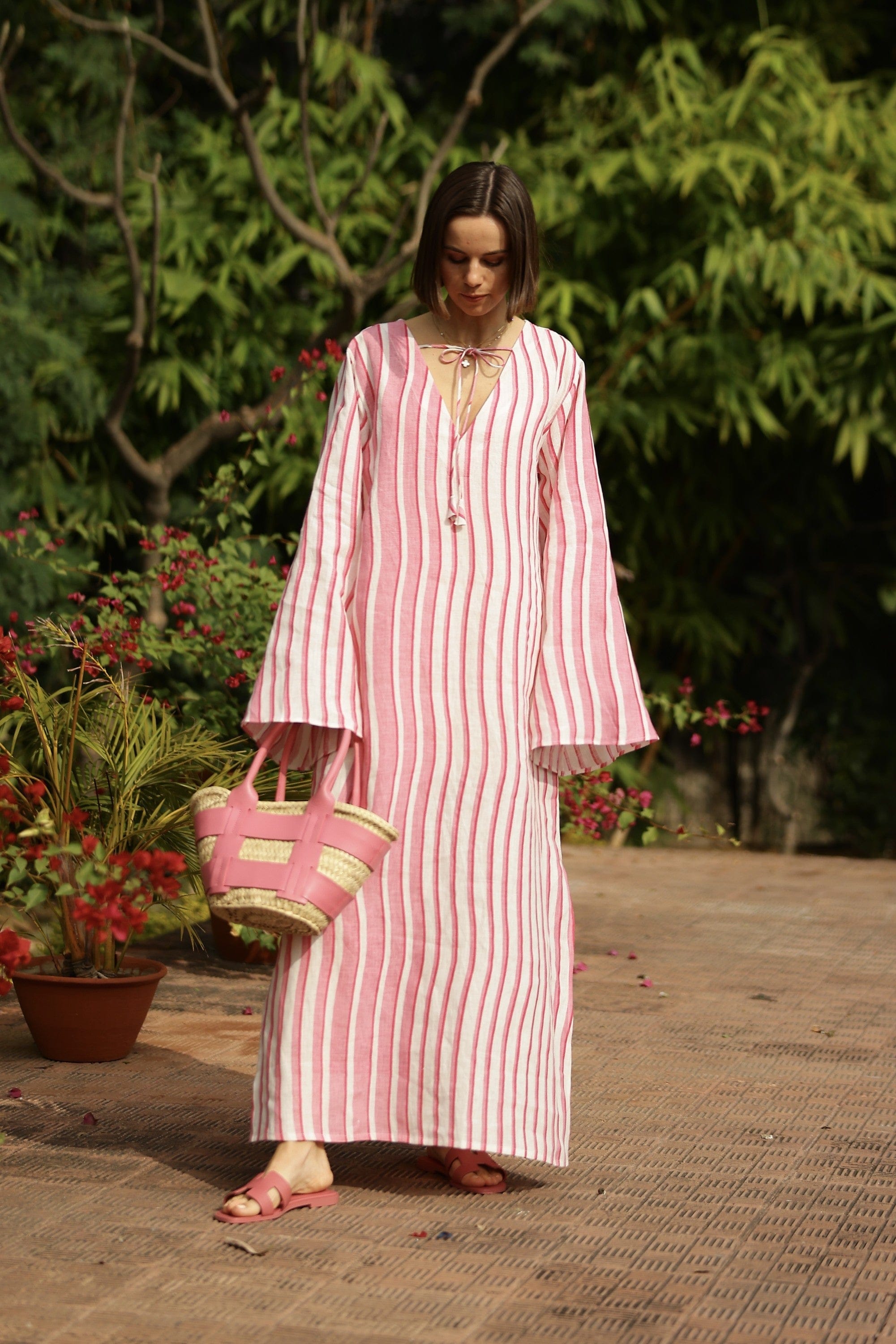 Maison Marigold Dress XS / Pink Stripe Doha Kaftan