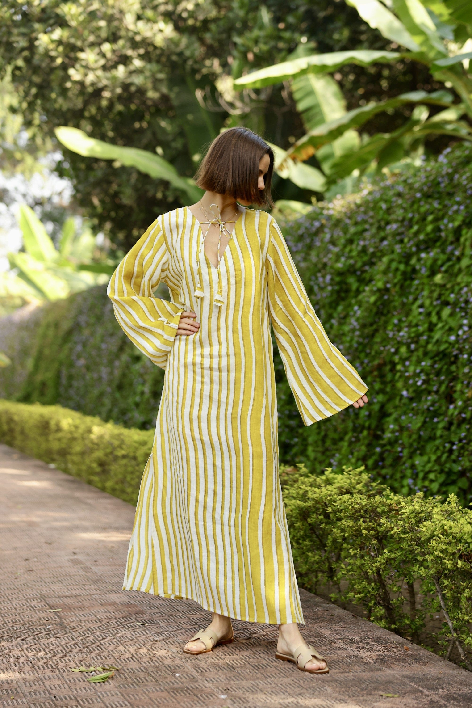 Maison Marigold Dress XS / Citrine Stripe Doha Kaftan