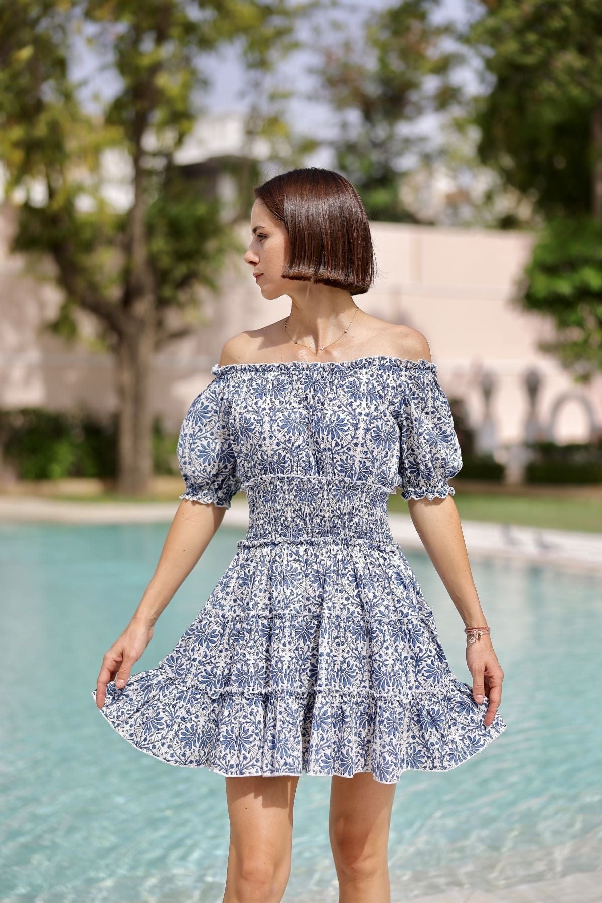 Maison Marigold Dress XS/S / Blue Botanical Vine Ibiza Mini Dress