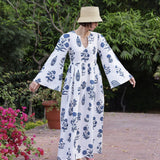 Maison Marigold Dress XS / Indigo Botanical Lugano Maxi Dress
