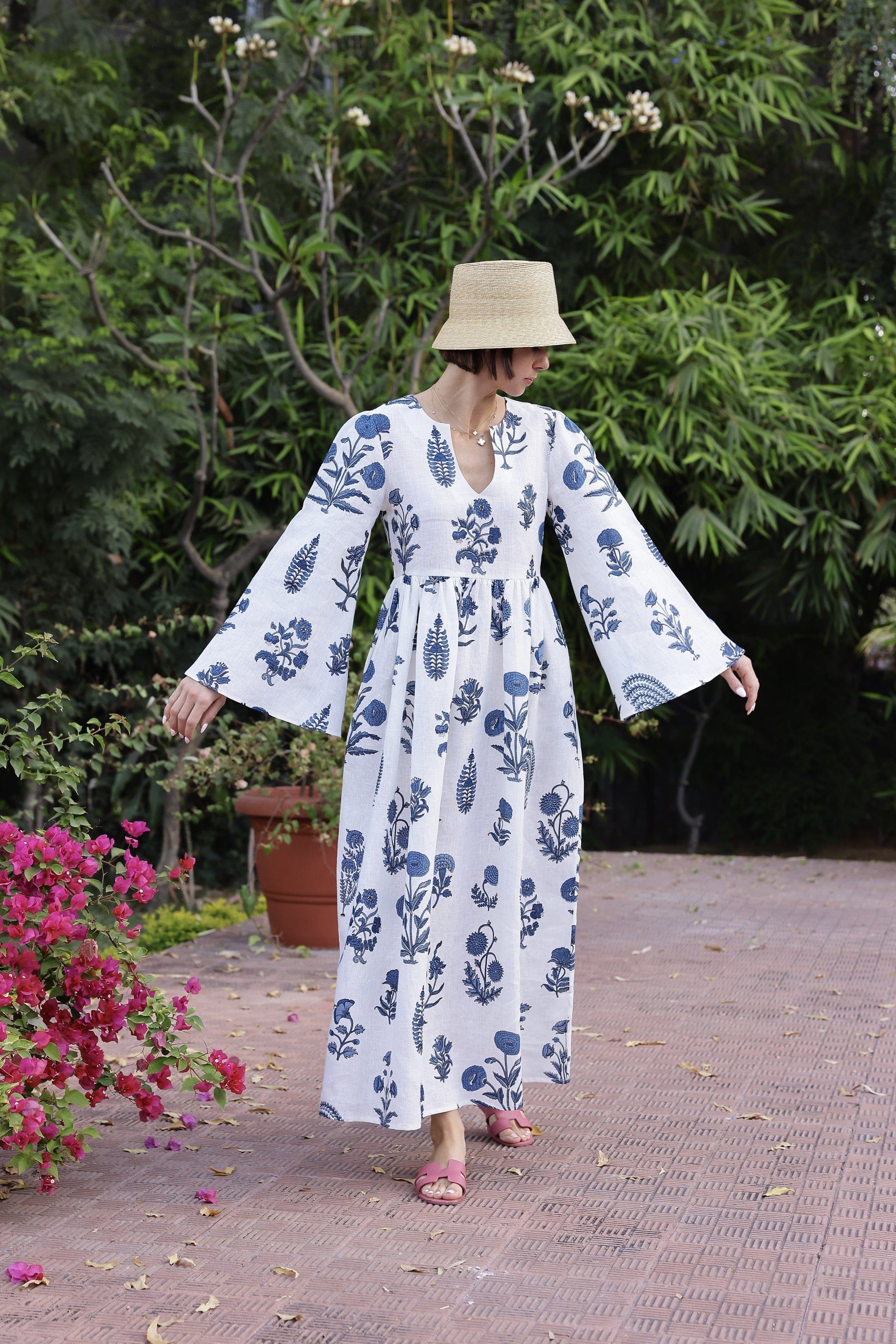 Maison Marigold Dress XS / Indigo Botanical Lugano Maxi Dress