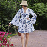 Maison Marigold Dress XS / Indigo Botanical Lugano Mini Dress