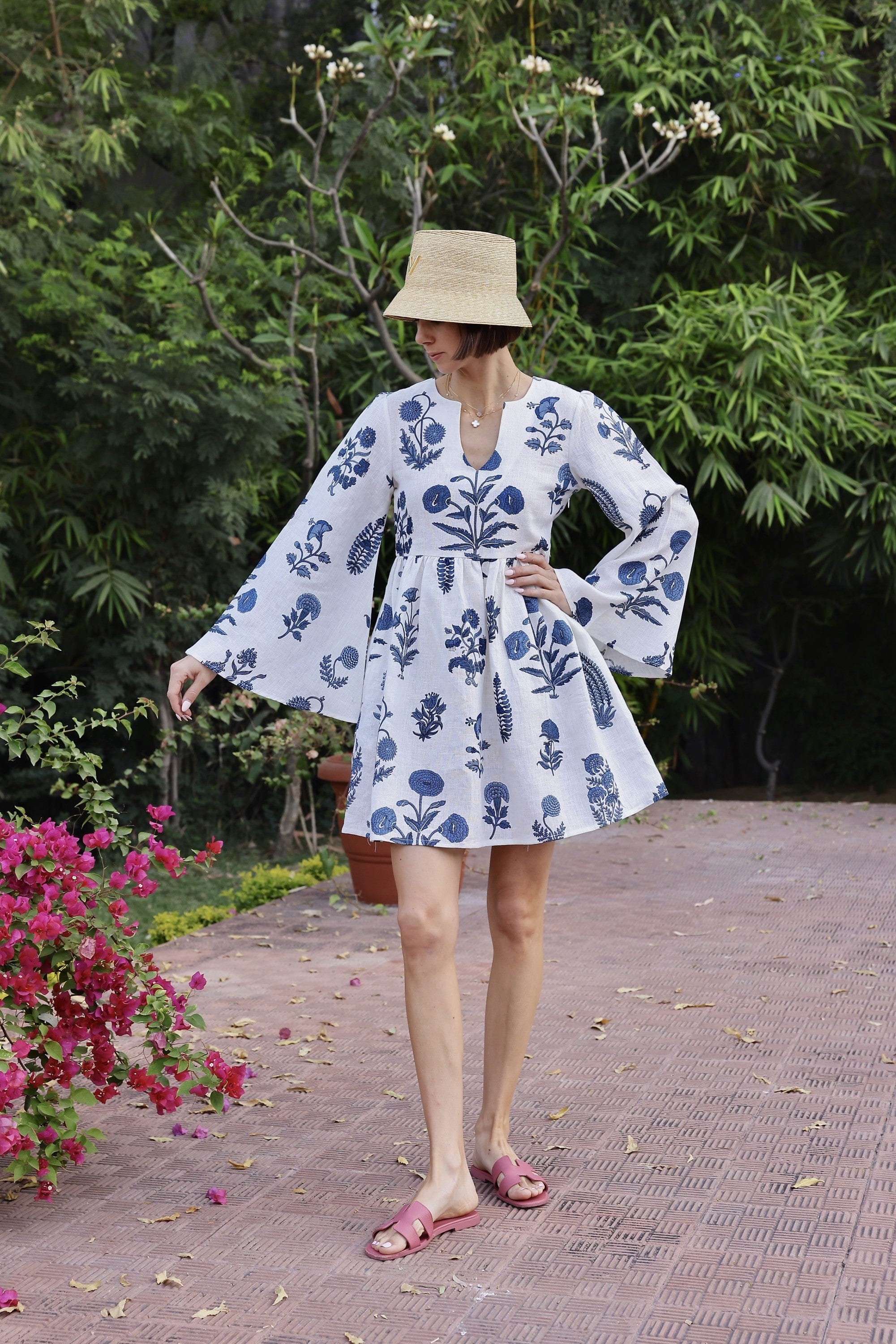 Maison Marigold Dress XS / Indigo Botanical Lugano Mini Dress