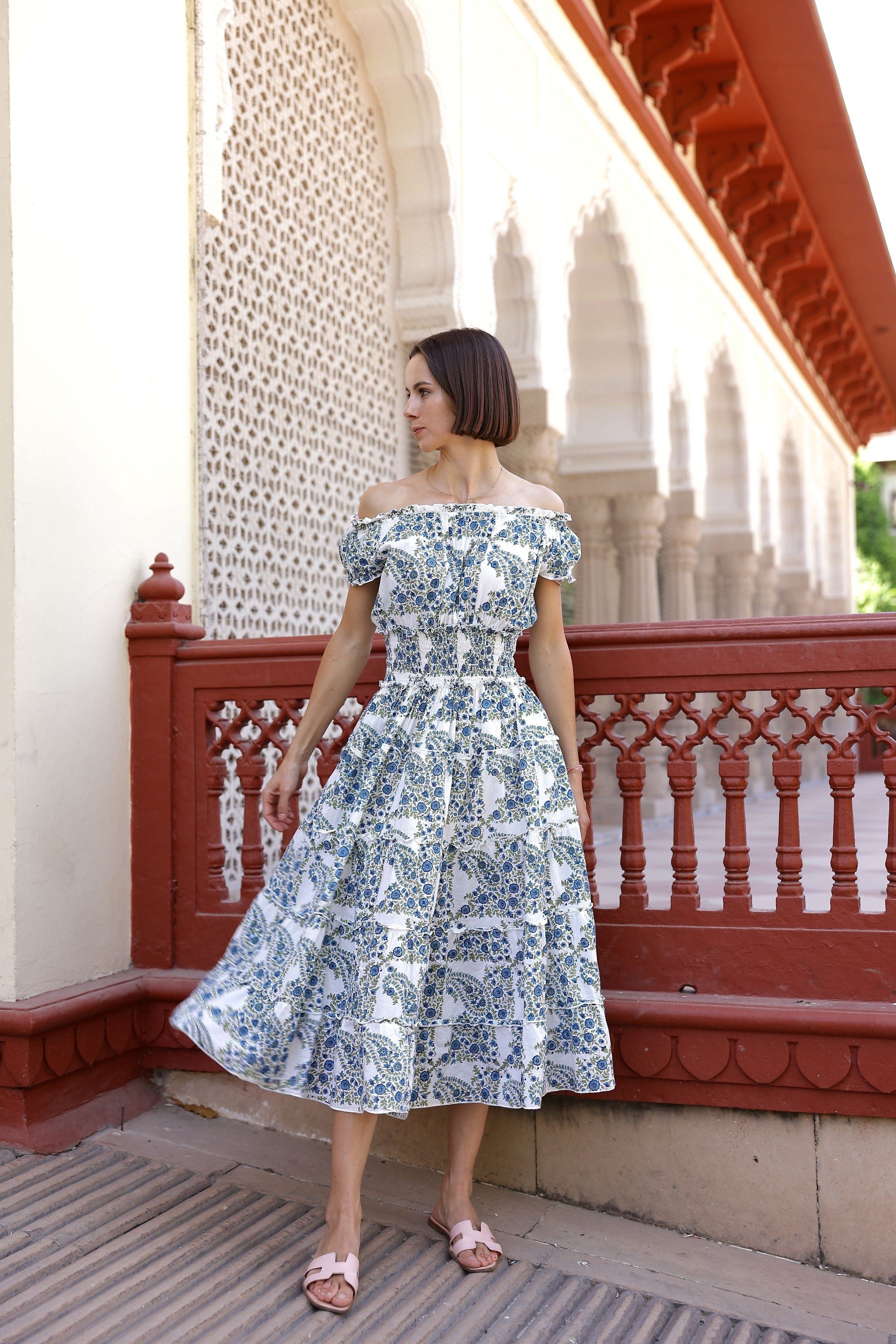 Maison Marigold Dress XS/S / Blue Green Paisley Majorca Midi
