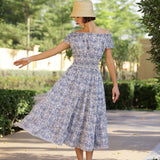 Maison Marigold Dress XS/S / Blue Botanical Vine Majorca Midi