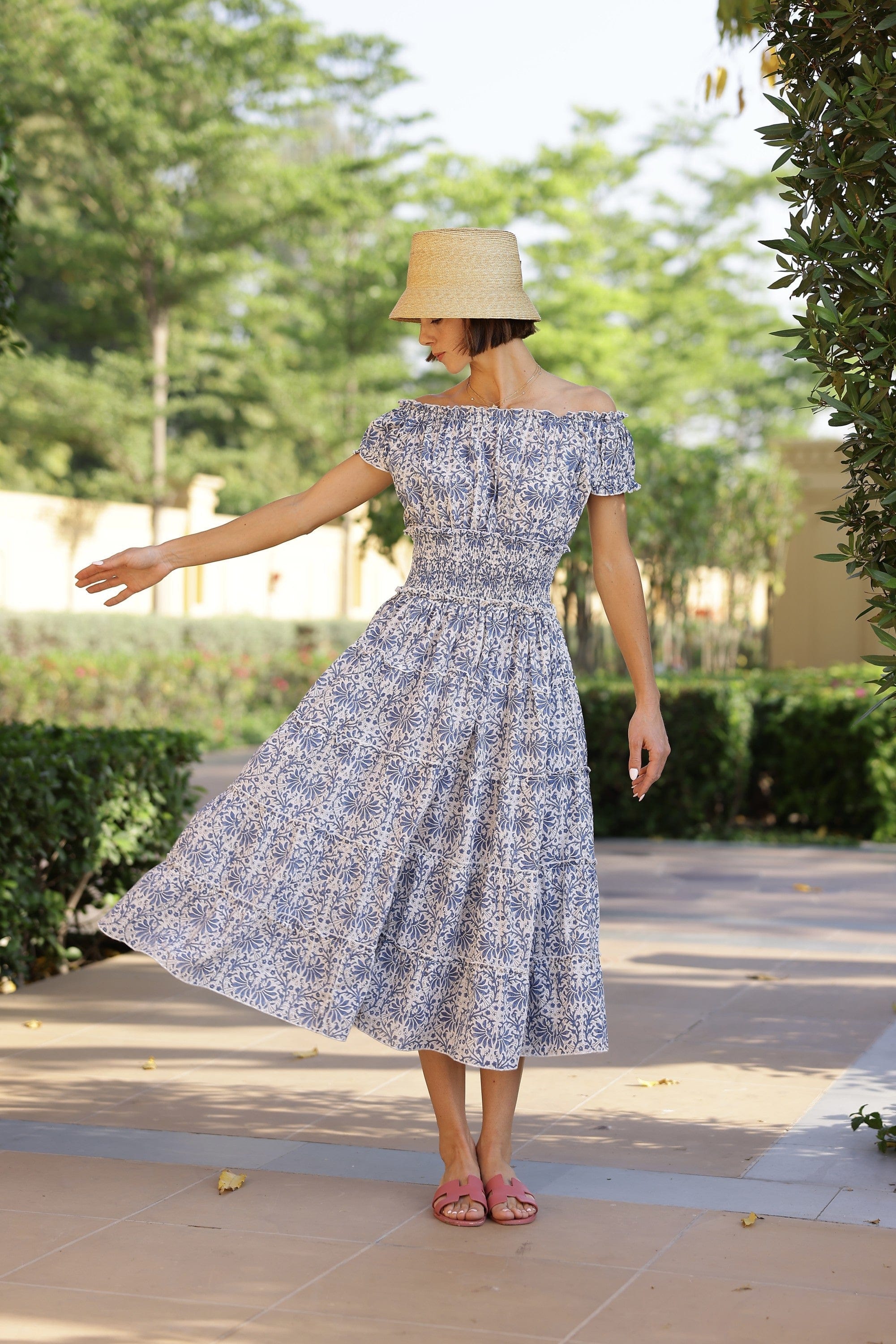 Maison Marigold Dress XS/S / Blue Botanical Vine Majorca Midi