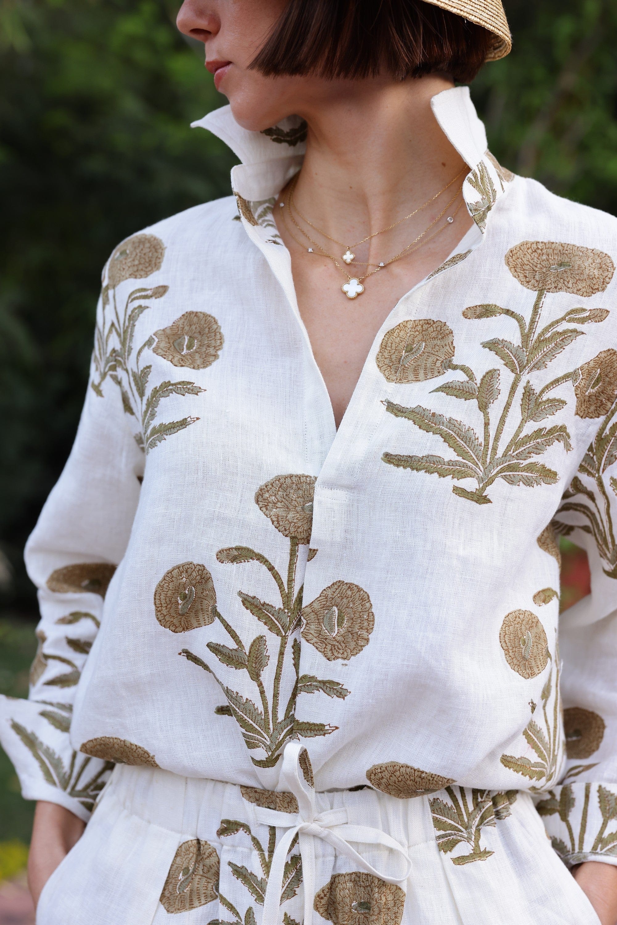 Maison Marigold Dress XS / Khaki Flower Montecito Popover