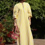 Maison Marigold Dress XS / Yellow Stripes Positano Kaftan