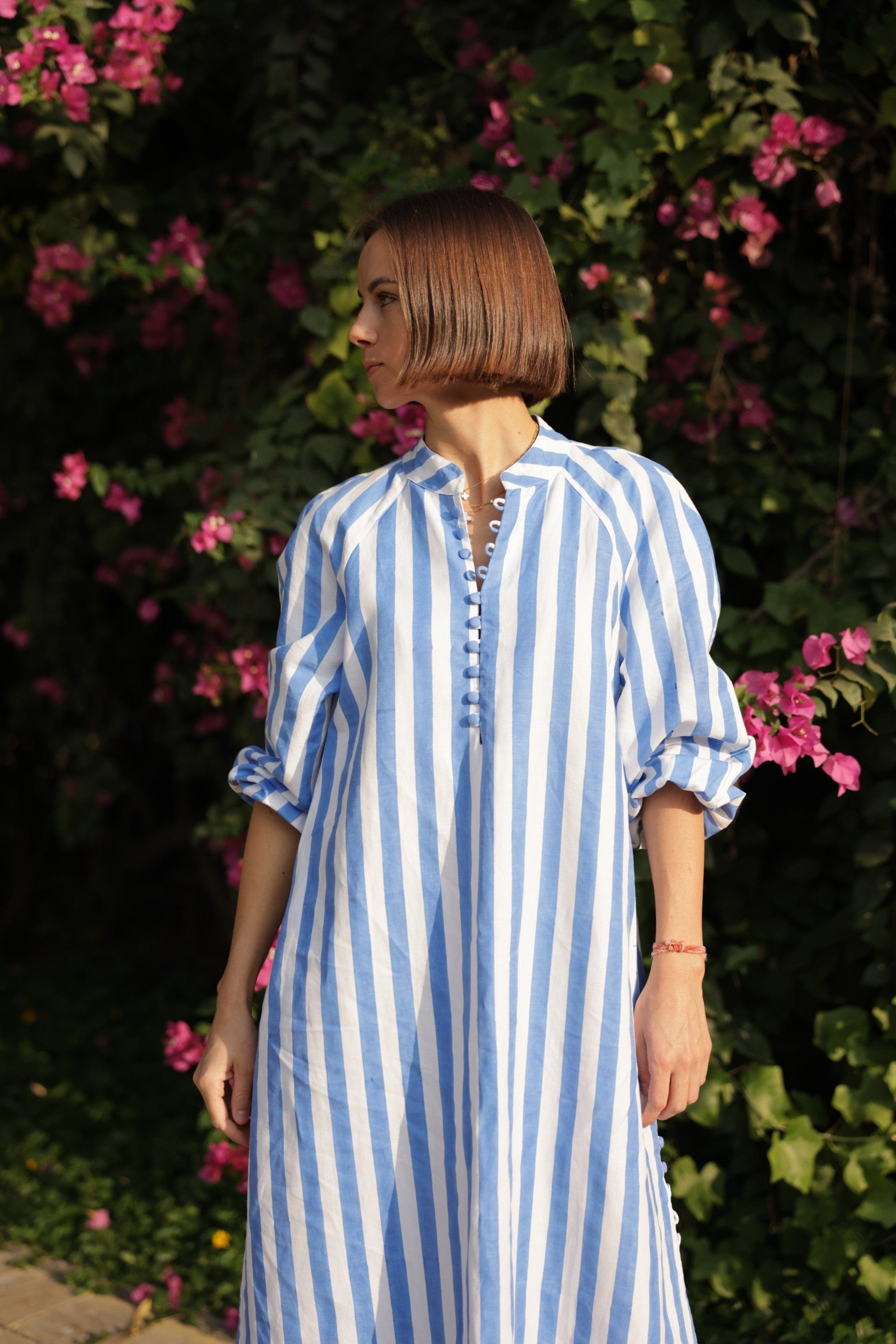 Maison Marigold Dress XS / Blue Stripes Positano Kaftan